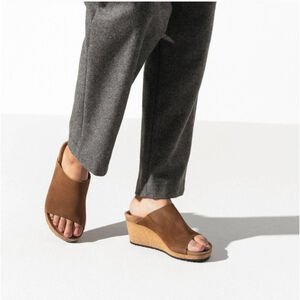 Papillio by Birkenstock Namica Suede Wedge Sandals Tea mink 42 US 11-11.5